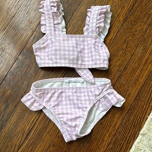 Minnow Pink Gingham Kids Swim Set